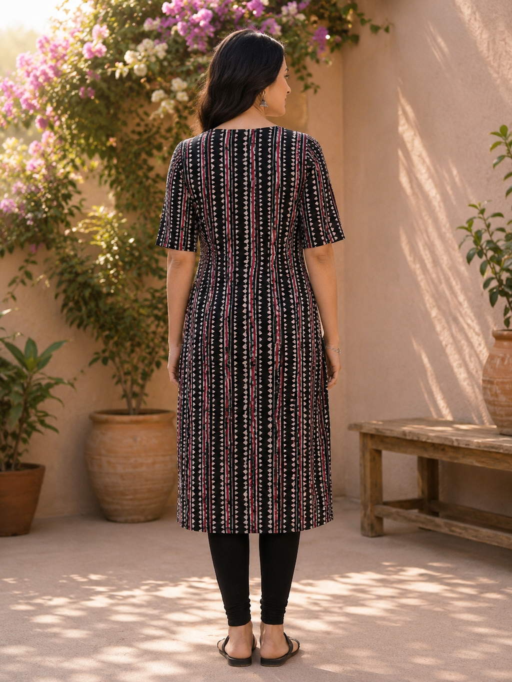 Maroon Pure Cotton Geometric Printed Straight Kurta