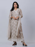 Beige Mul Chanderi Chikankari Suit
