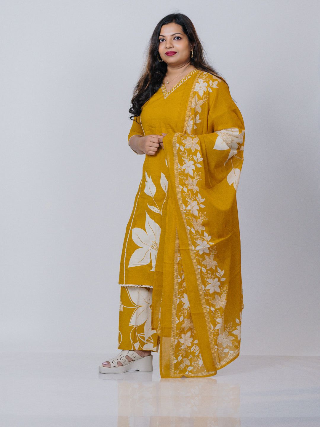 Mustard Yellow Pure Cotton Suit Set