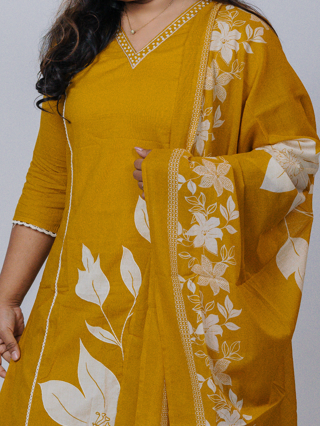 Mustard Yellow Pure Cotton Suit Set