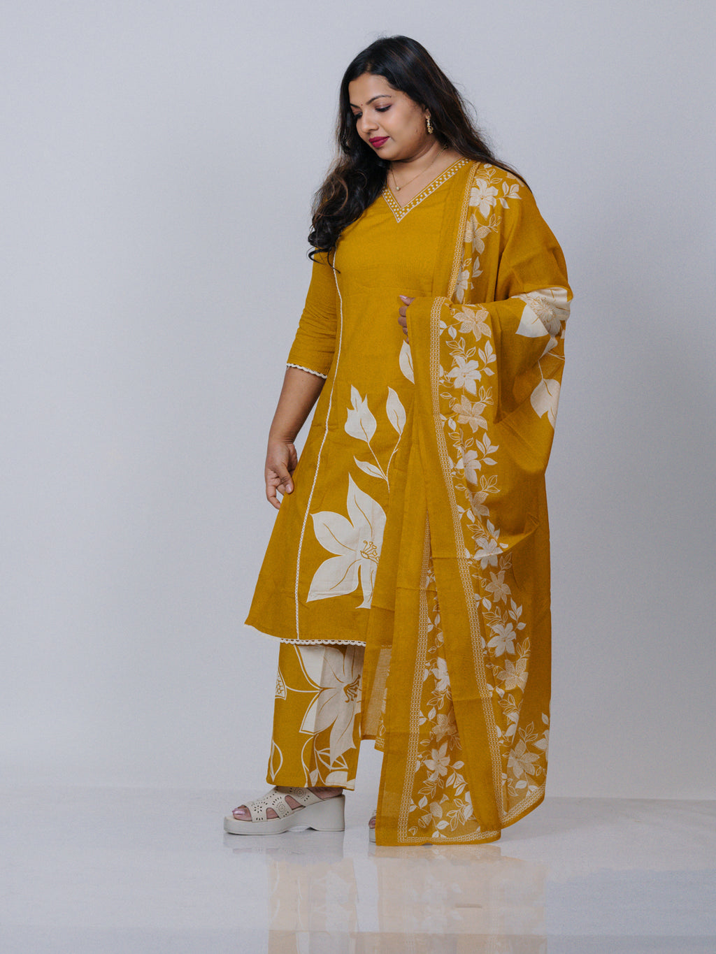 Mustard Yellow Pure Cotton Suit Set