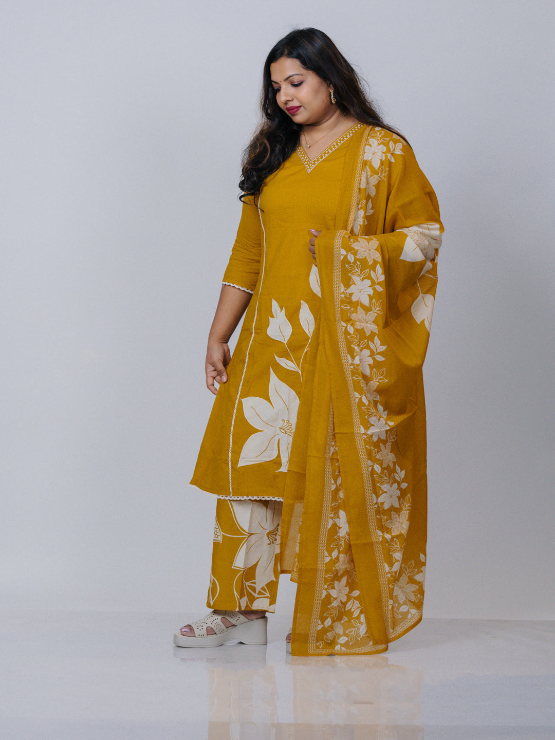 Mustard Yellow Pure Cotton Suit Set