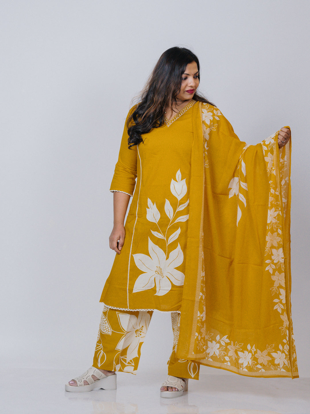 Mustard Yellow Pure Cotton Suit Set