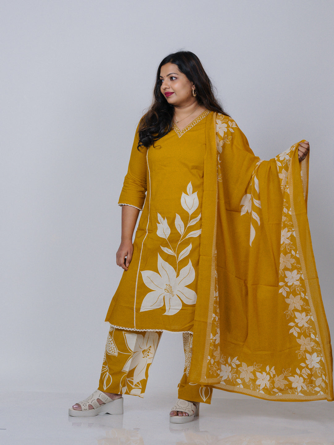 Mustard Yellow Pure Cotton Suit Set