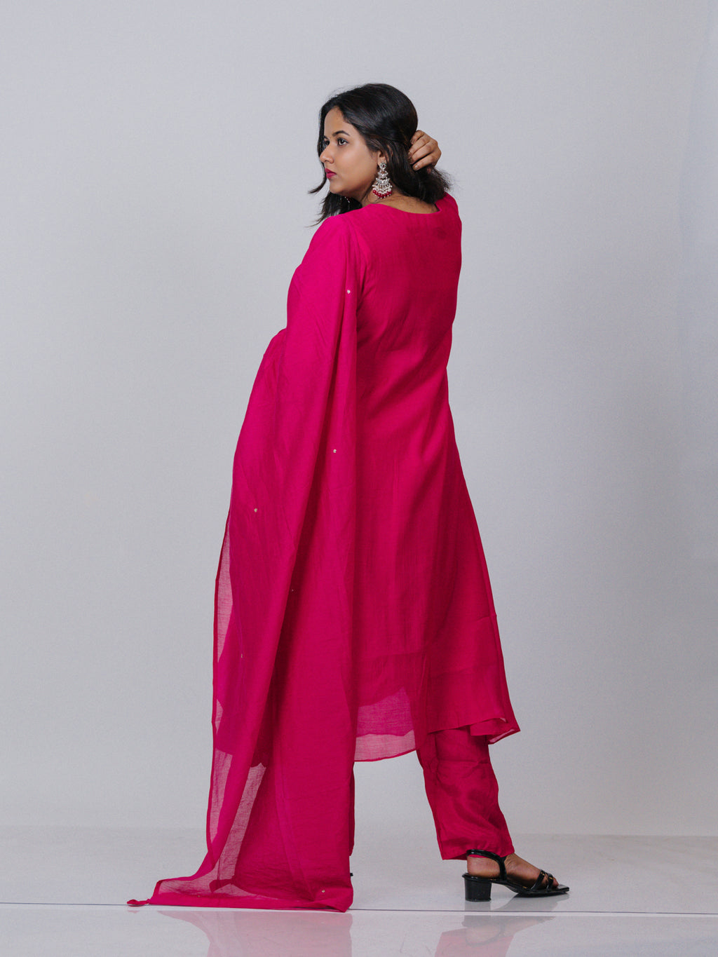 Mul Chanderi Embroidered Suit Set