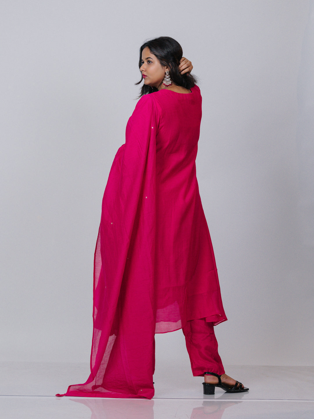 Mul Chanderi Embroidered Suit Set