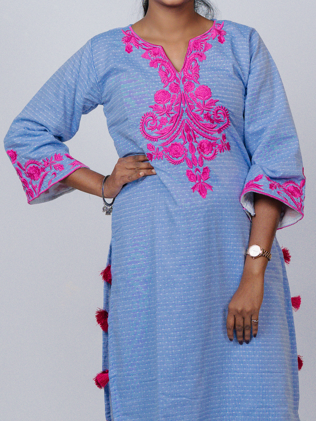 Sky Blue Embroidered Kurta Set