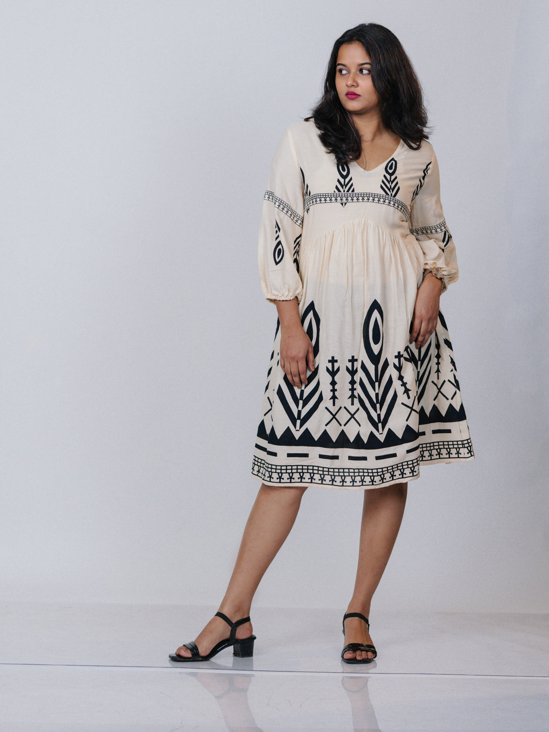 Ivory Printed Dress