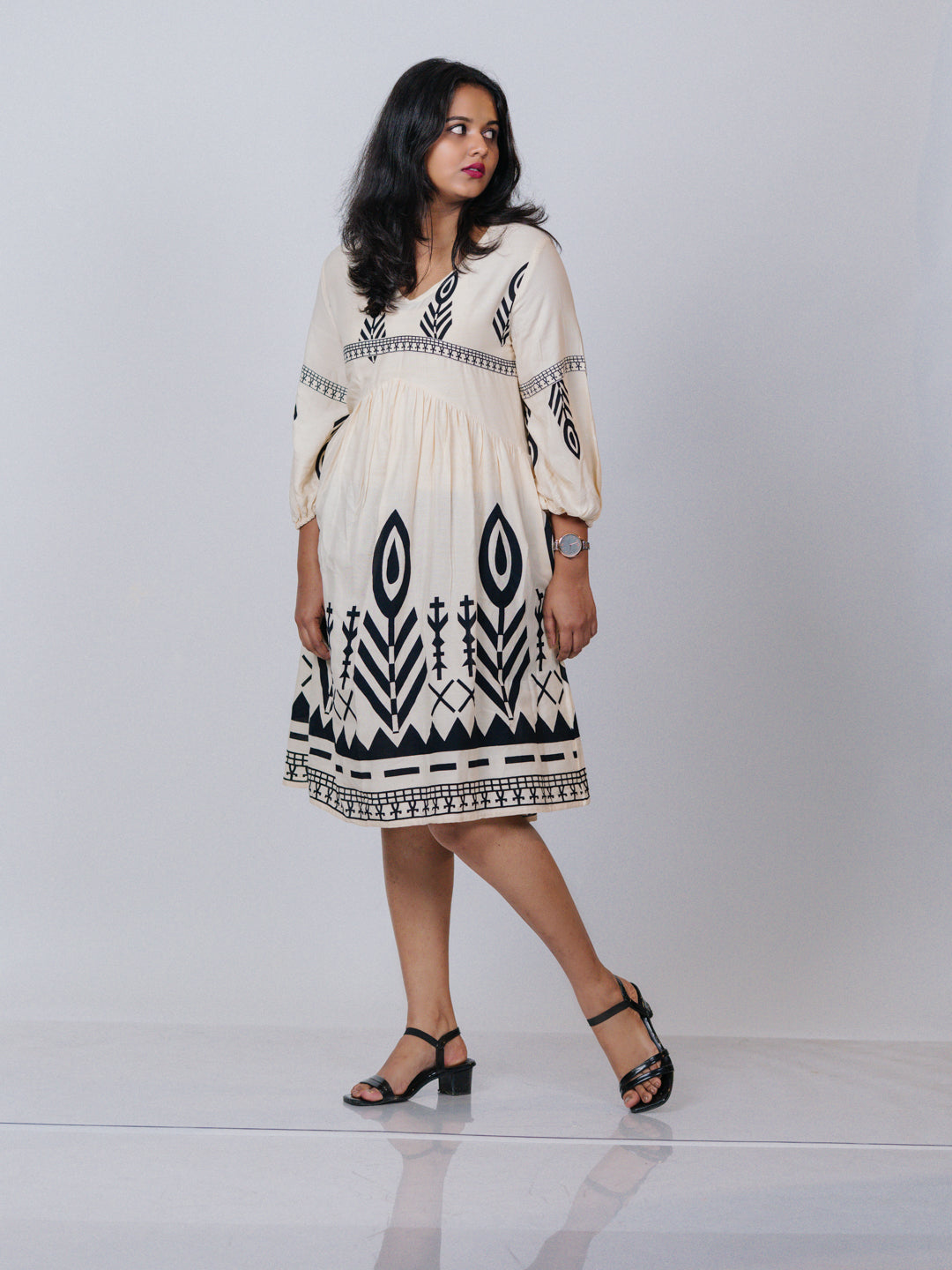 Ivory Printed Dress