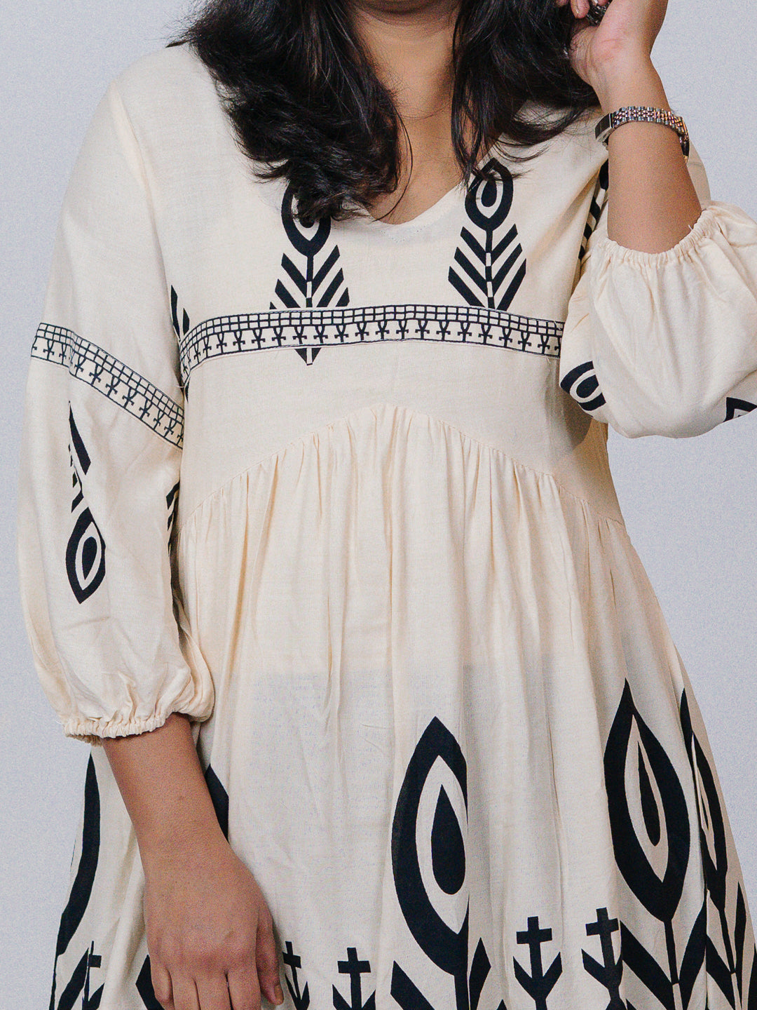 Ivory Printed Dress