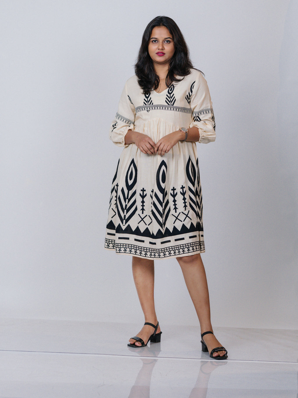 Ivory Printed Dress