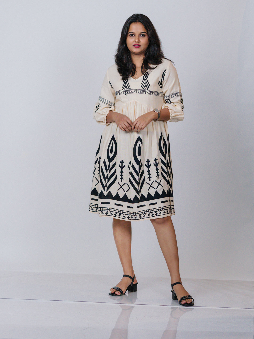 Ivory Printed Dress