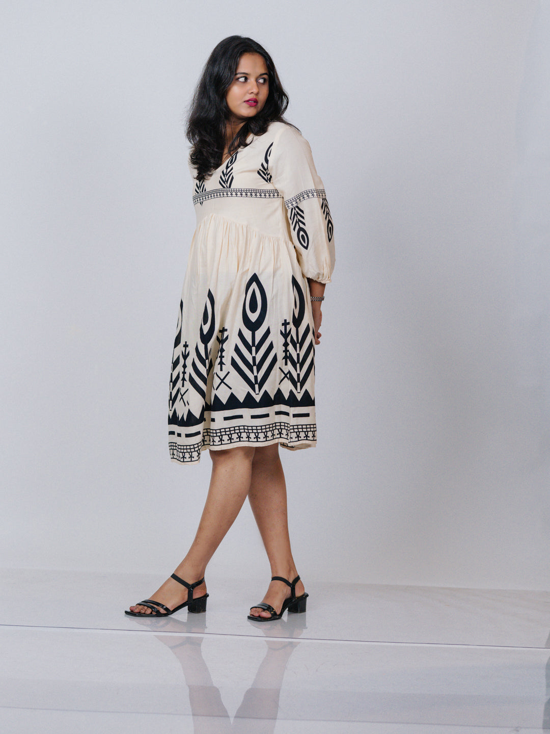 Ivory Printed Dress