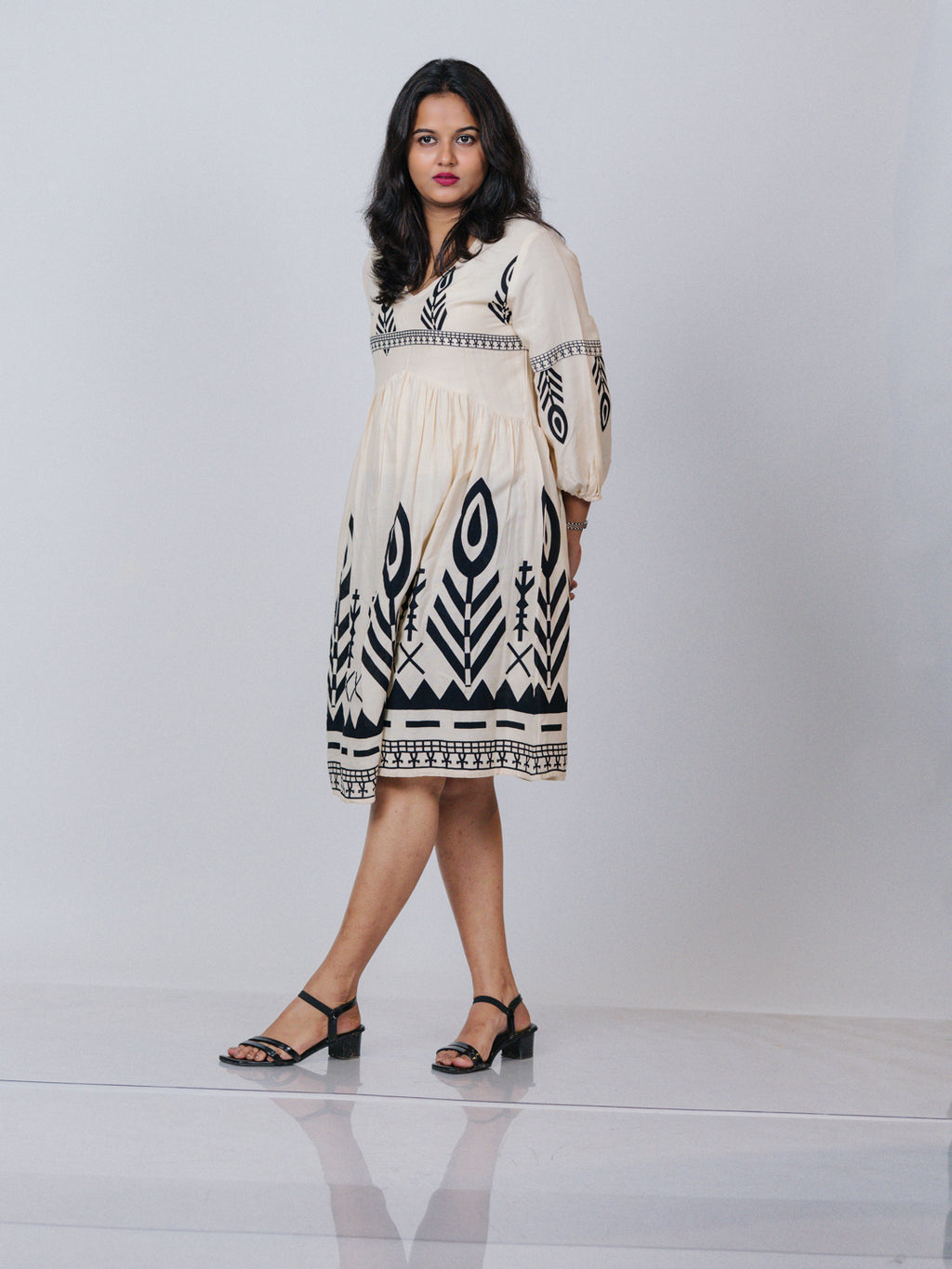 Ivory Printed Dress