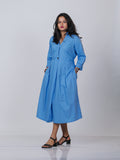 Sky Blue Cotton Blend Dress