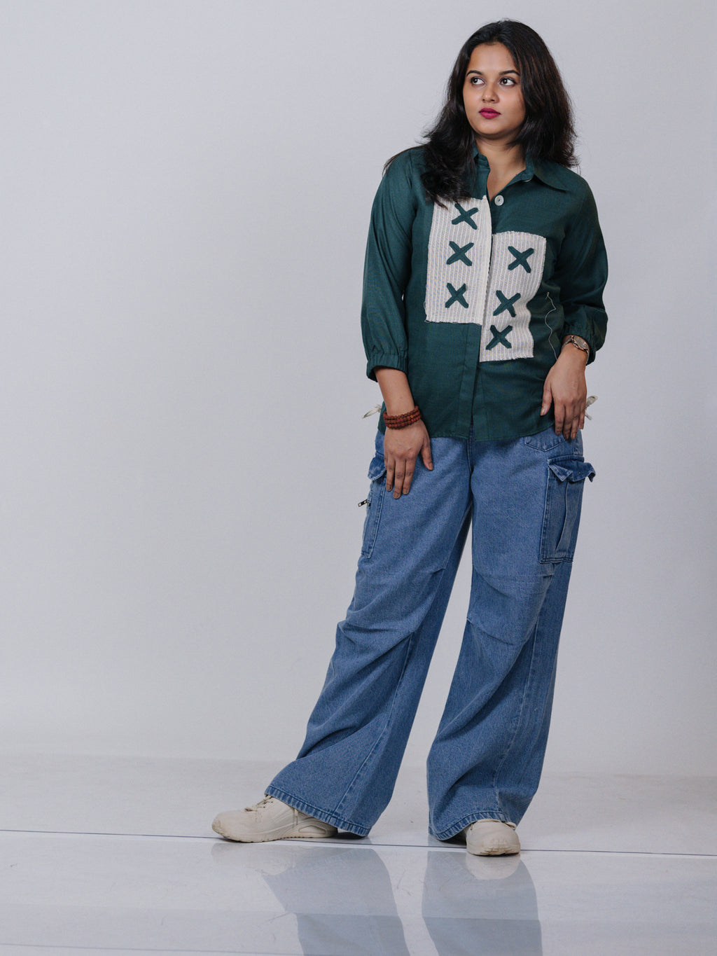 Forest Green Patchwork Shirt