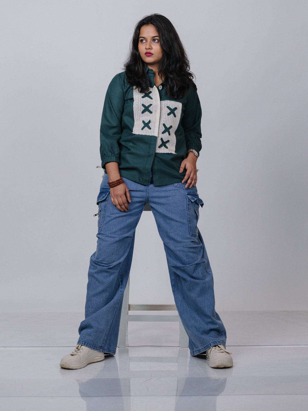 Forest Green Patchwork Shirt