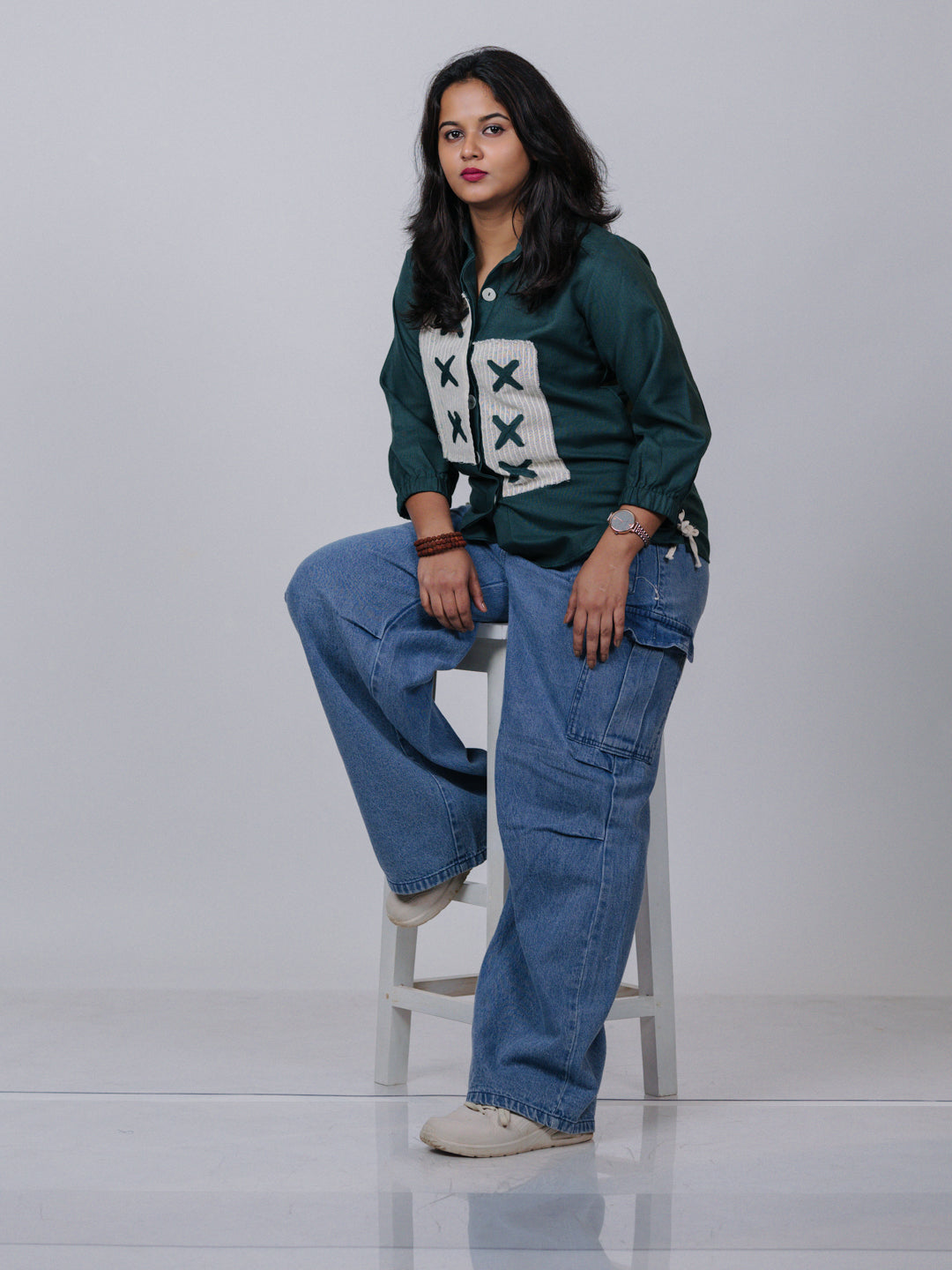 Forest Green Patchwork Shirt
