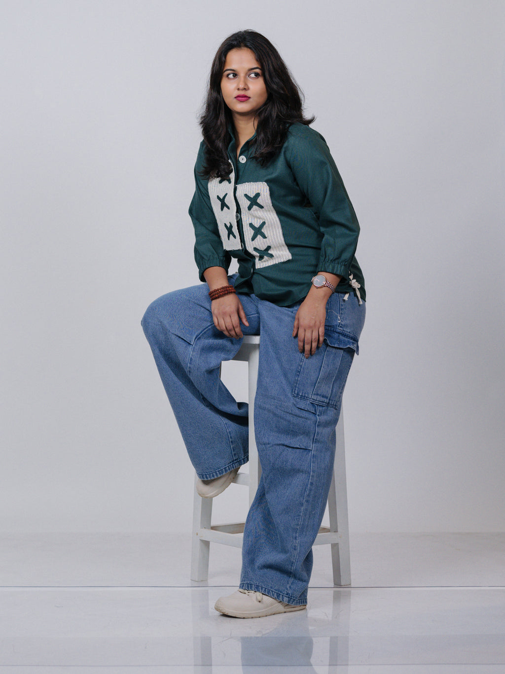 Forest Green Patchwork Shirt