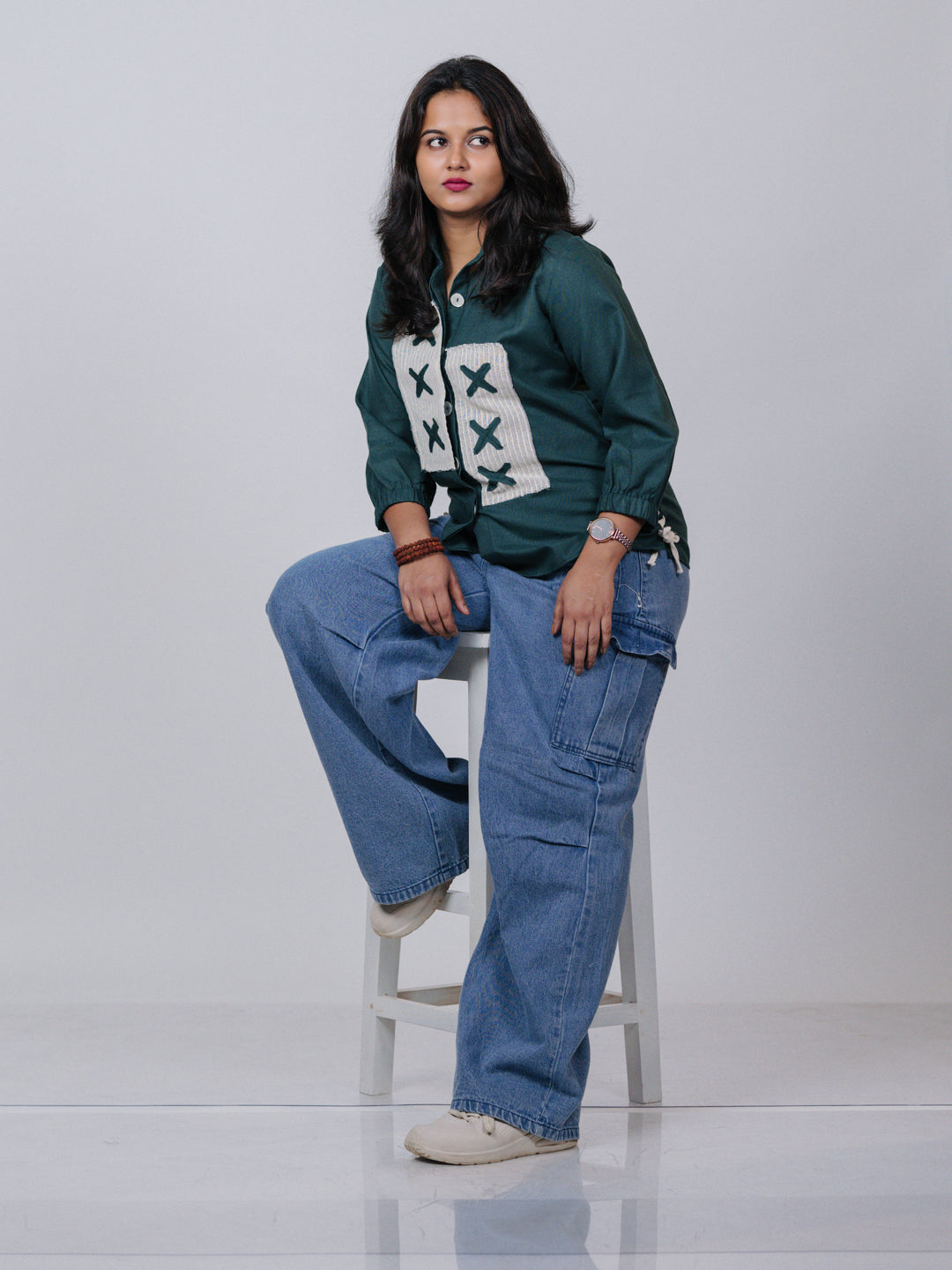 Forest Green Patchwork Shirt