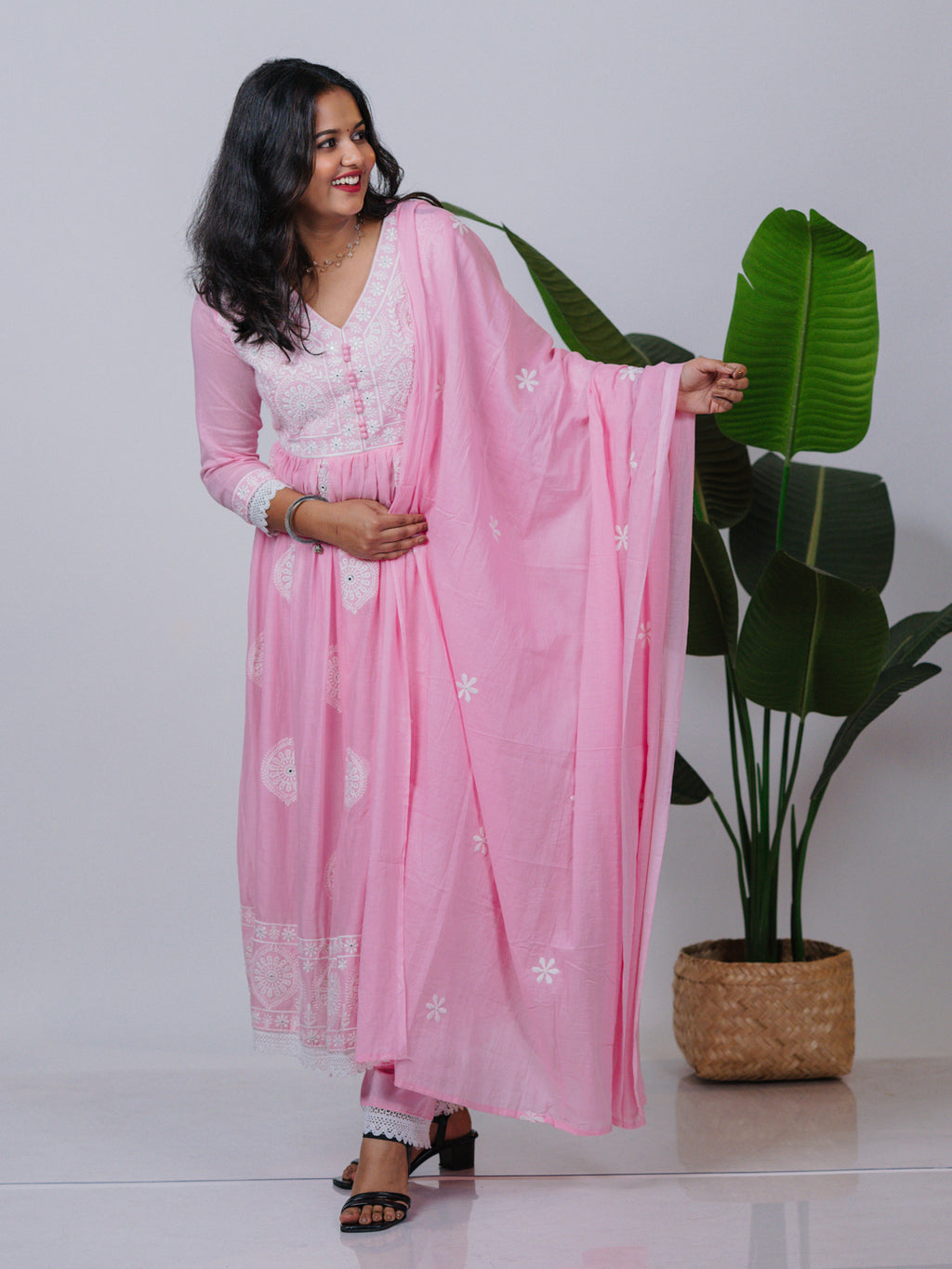 Baby Pink Mul Cotton Suit Set