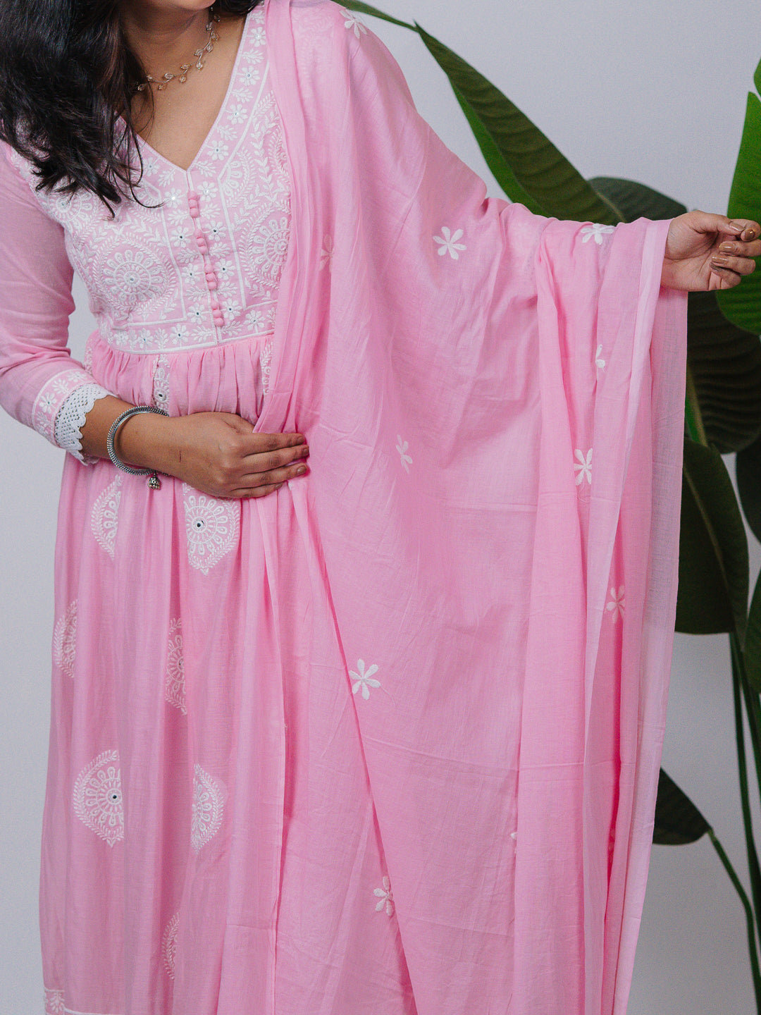 Baby Pink Mul Cotton Suit Set