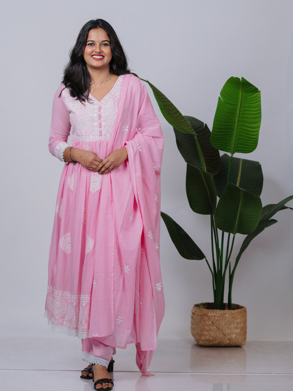 Baby Pink Mul Cotton Suit Set