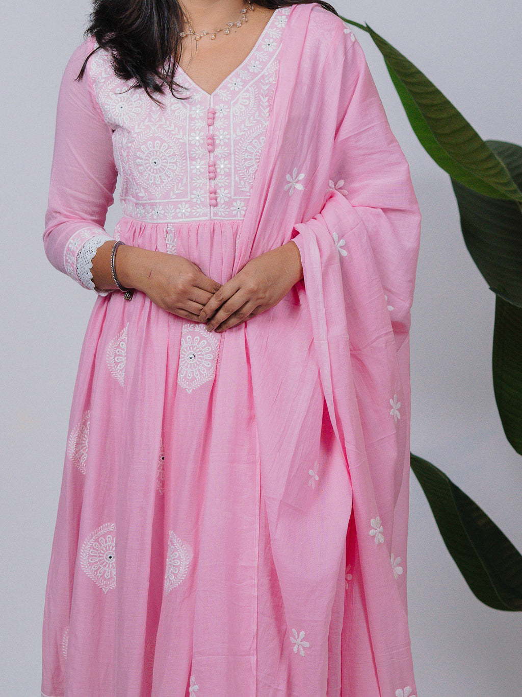 Baby Pink Mul Cotton Suit Set