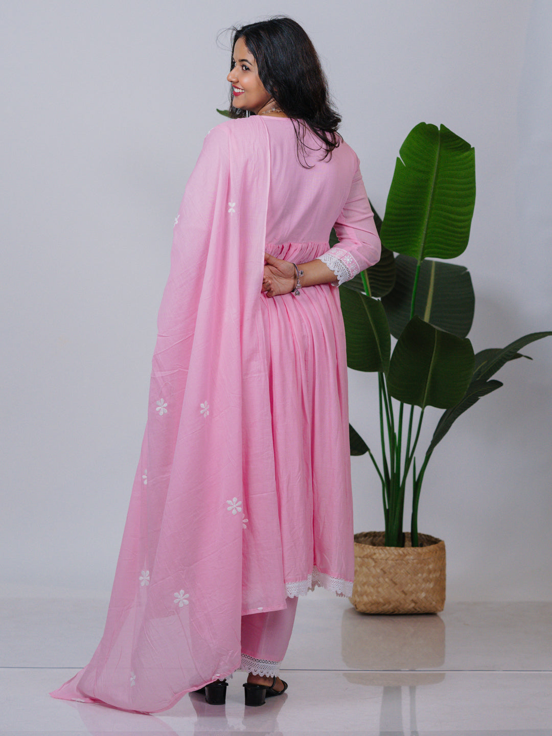 Baby Pink Mul Cotton Suit Set