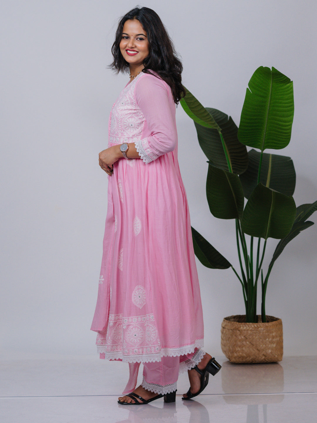 Baby Pink Mul Cotton Suit Set