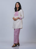 Off-White & Pink Khadi Cotton Co-ord Set