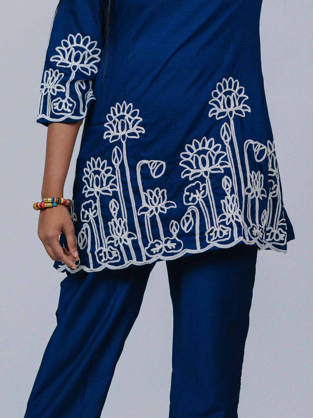 Navy Blue Embroidered Co-ord Set