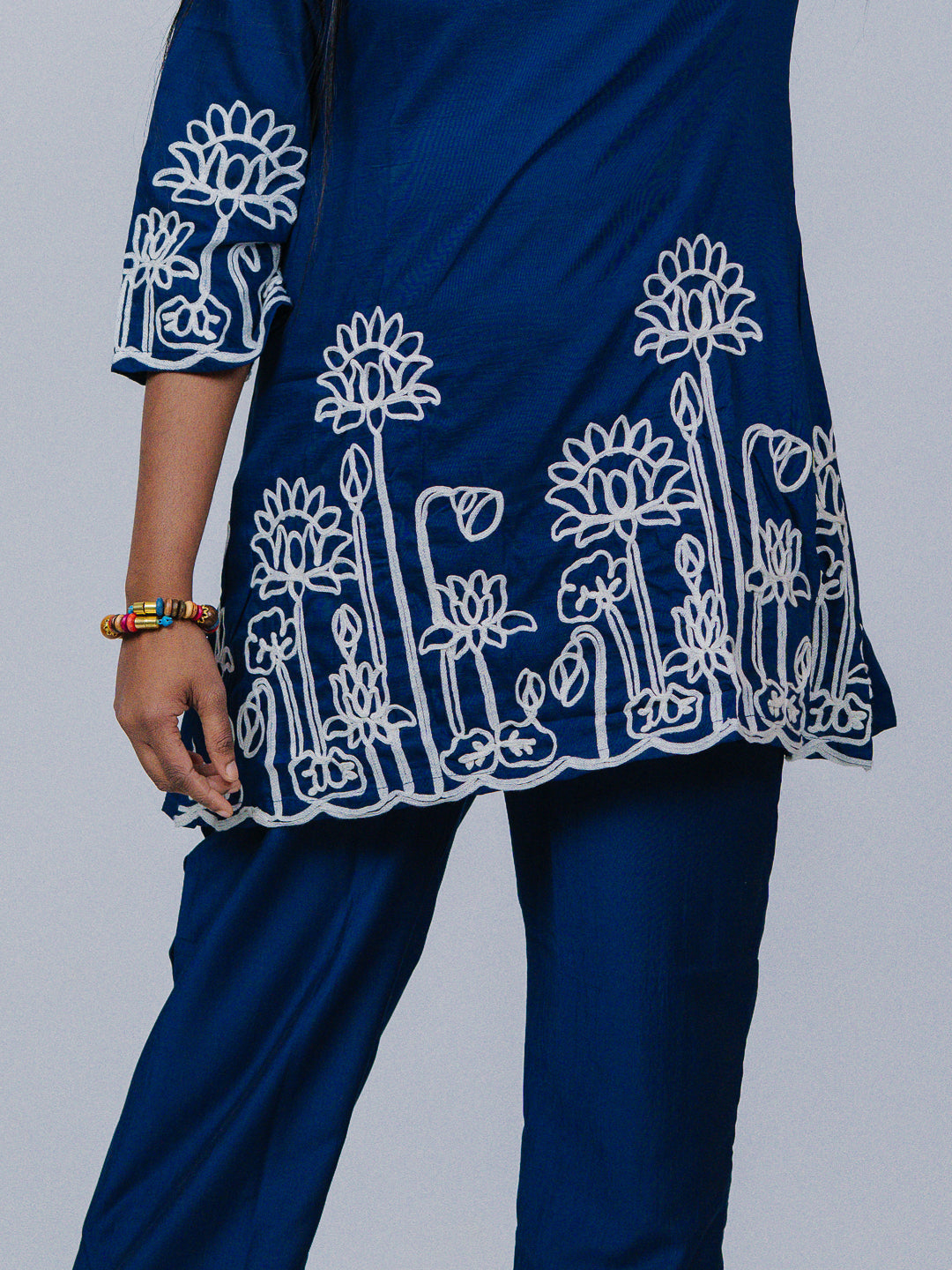 Navy Blue Embroidered Co-ord Set
