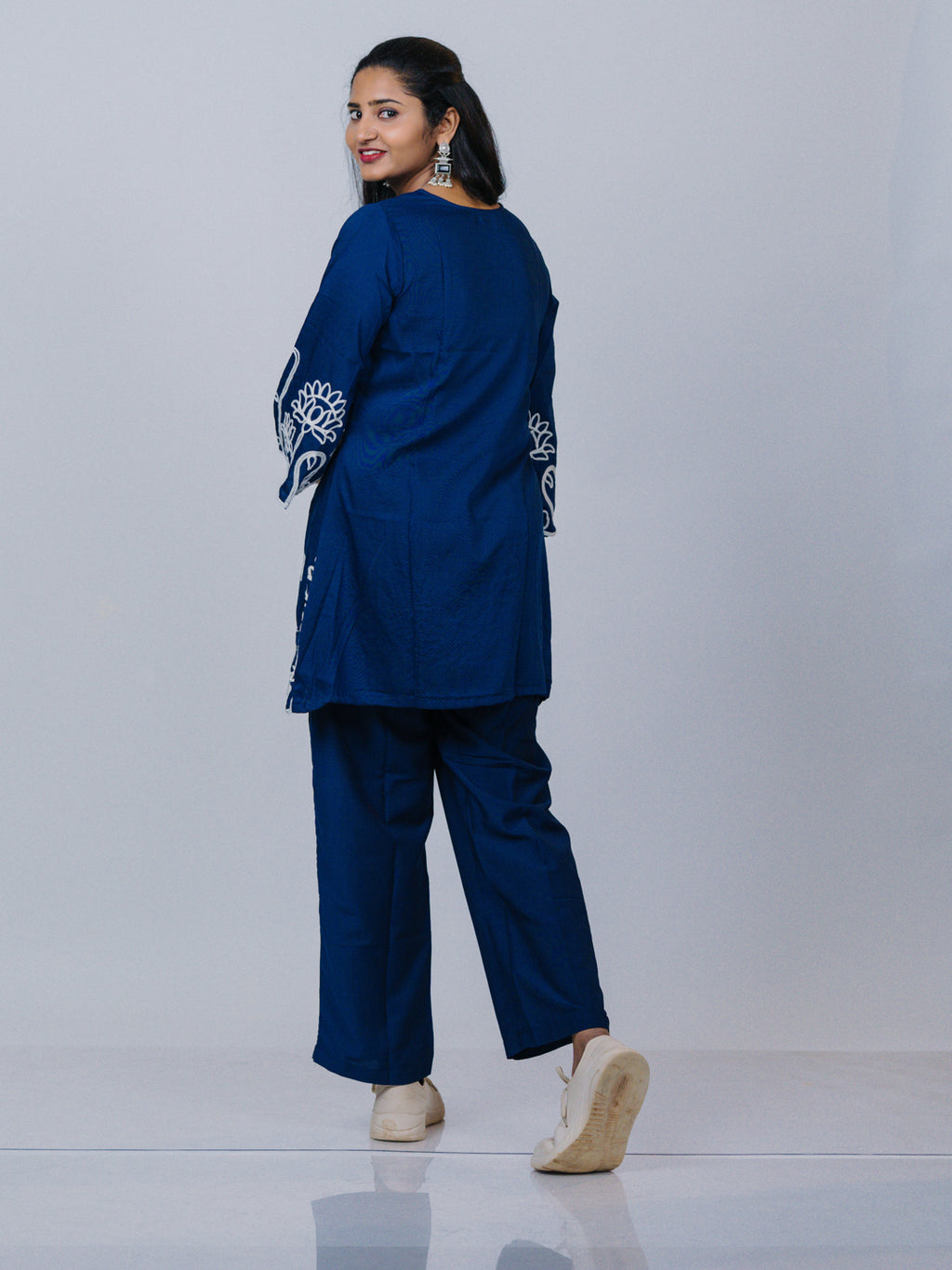 Navy Blue Embroidered Co-ord Set