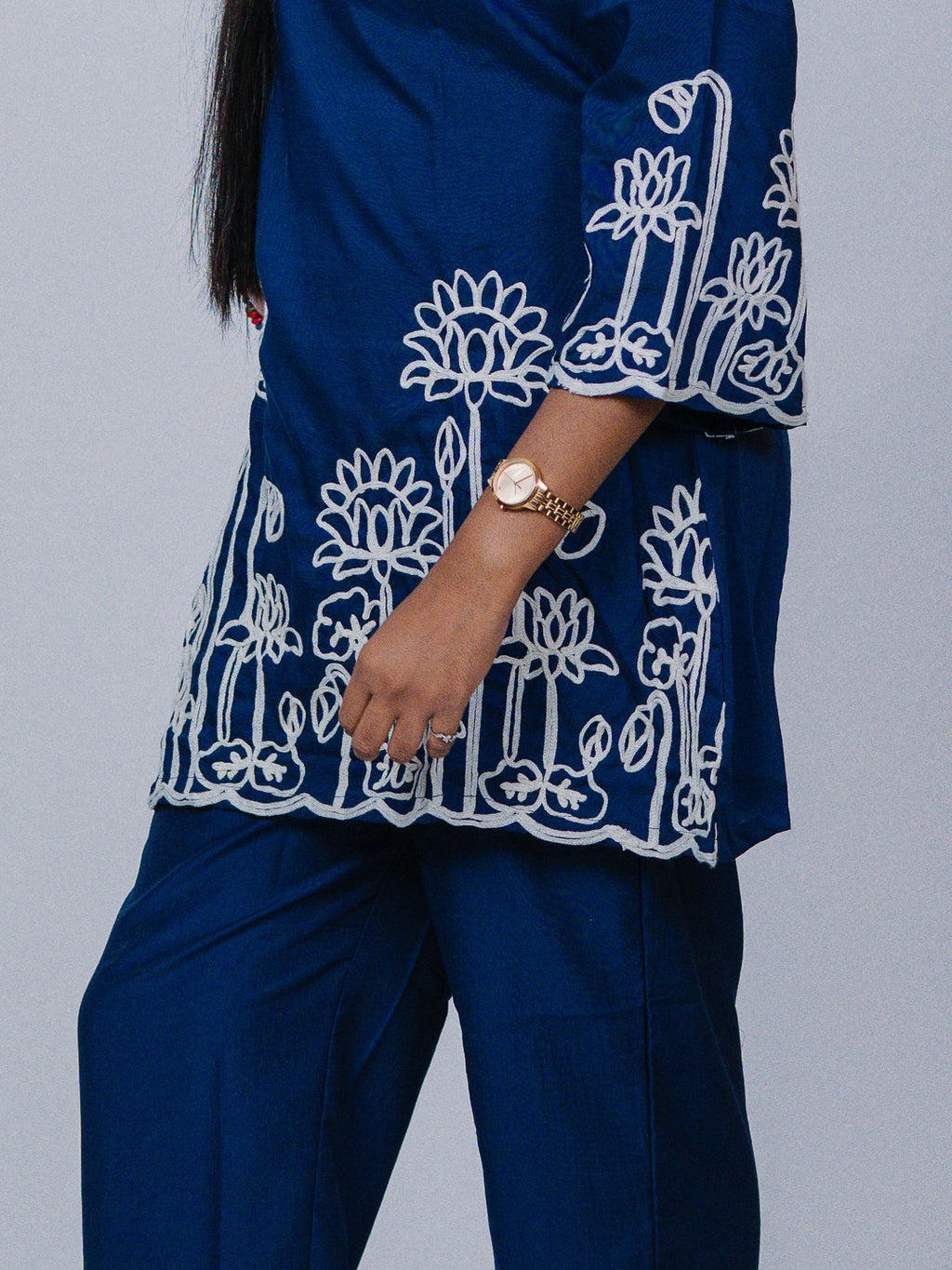 Navy Blue Embroidered Co-ord Set