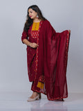 Maroon Handloom Cotton Suit Set