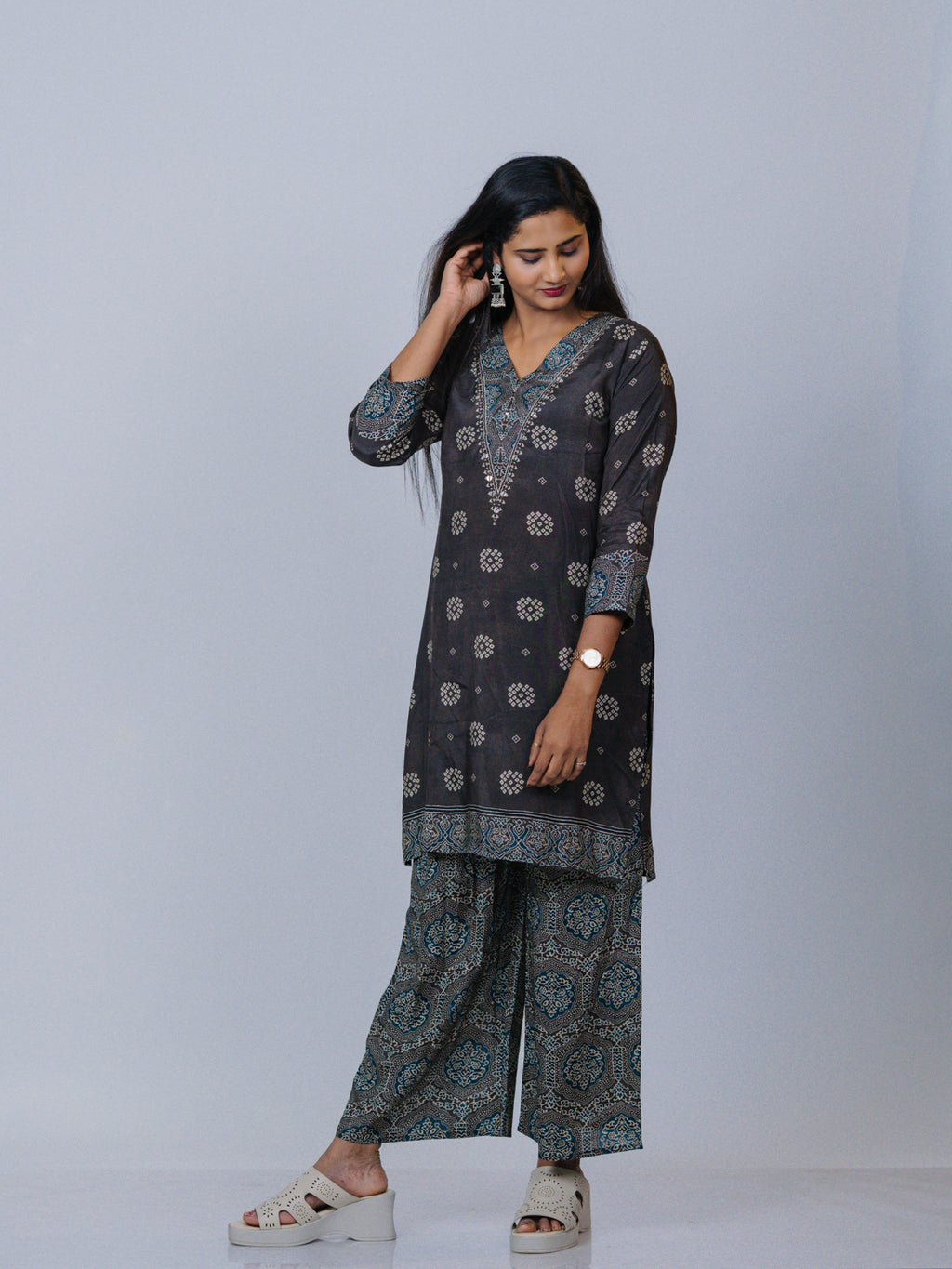 Charcoal Grey Muslin Co-ord Set