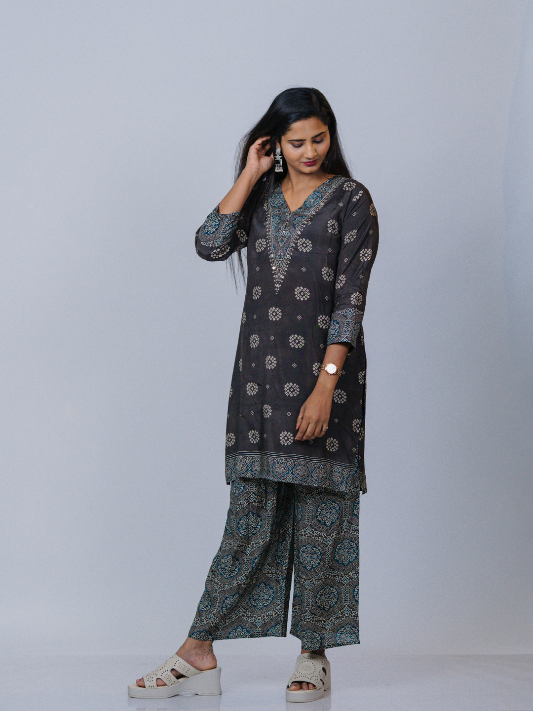Charcoal Grey Muslin Co-ord Set