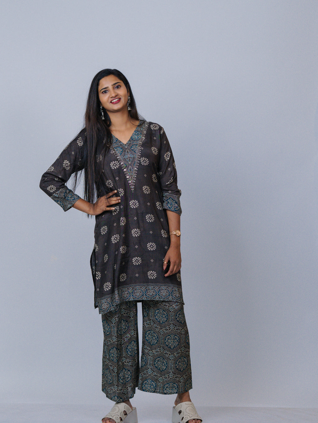 Charcoal Grey Muslin Co-ord Set