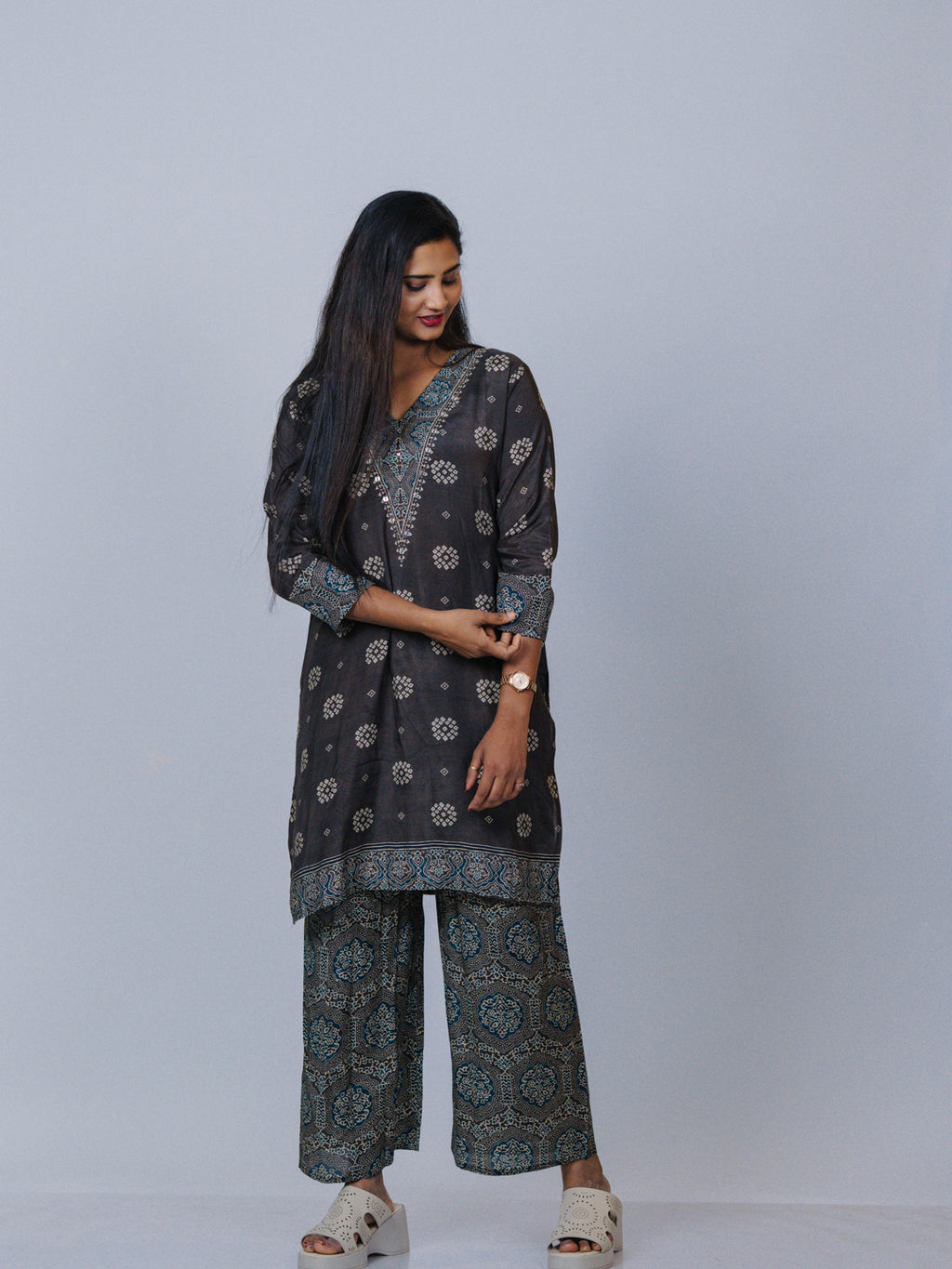 Charcoal Grey Muslin Co-ord Set
