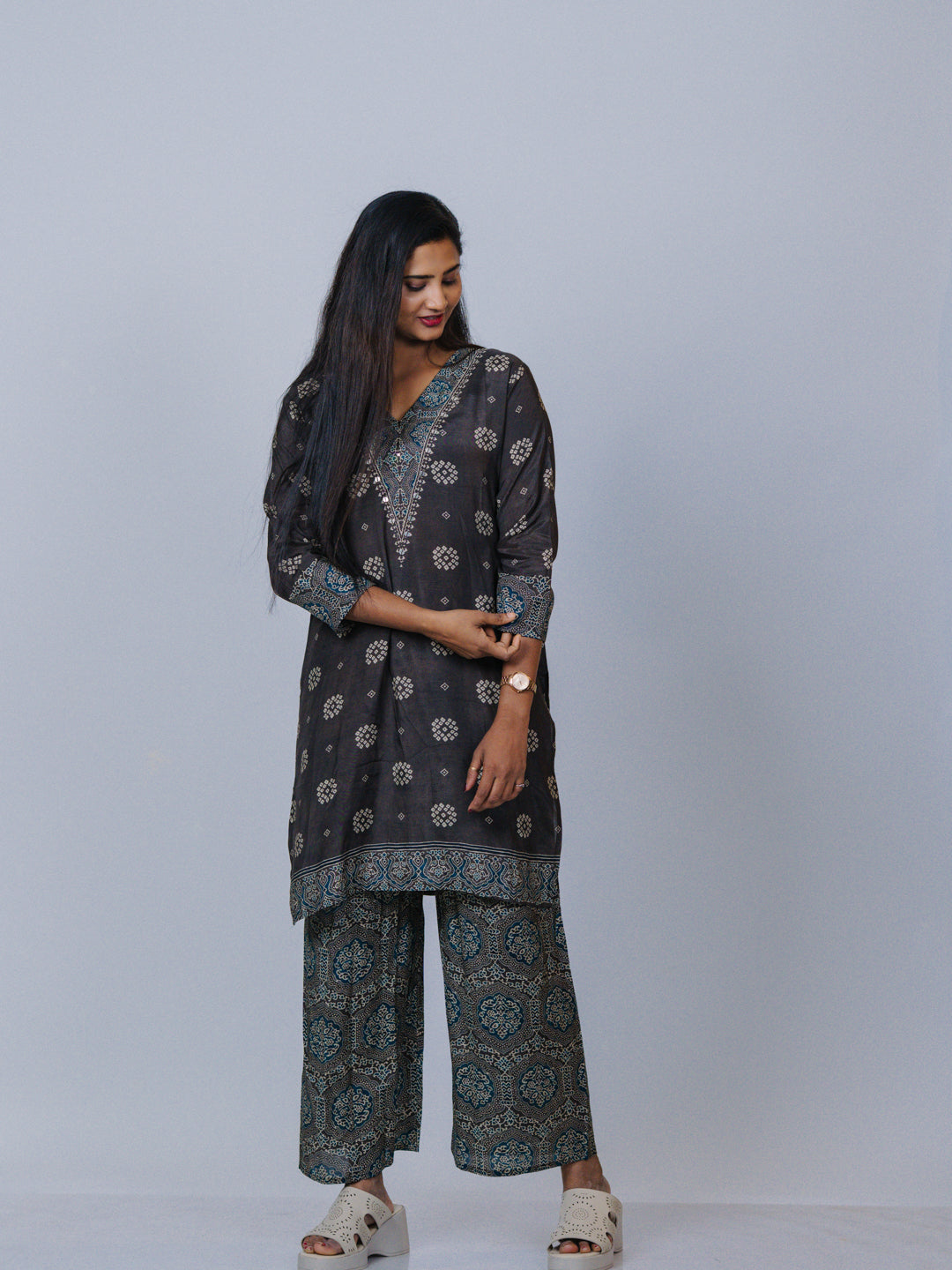 Charcoal Grey Muslin Co-ord Set