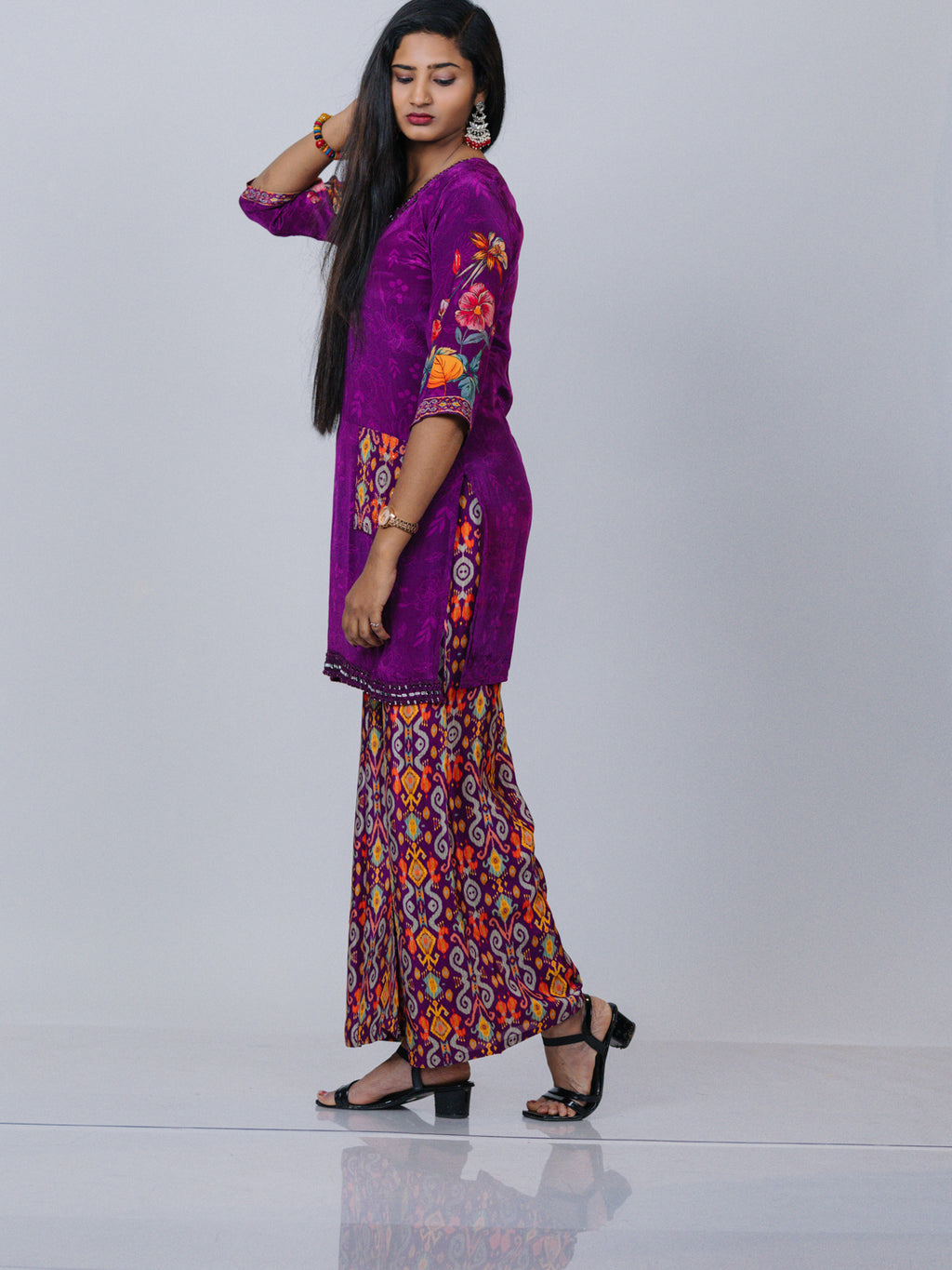 Purple Crepe Silk Co-ord Set