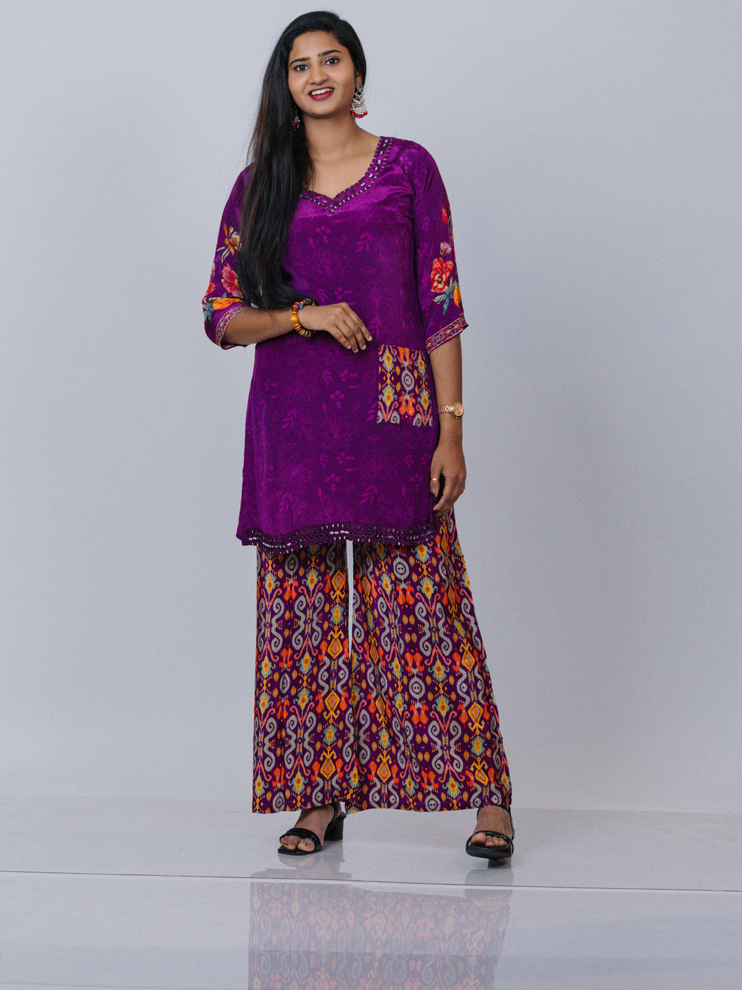 Purple Crepe Silk Co-ord Set