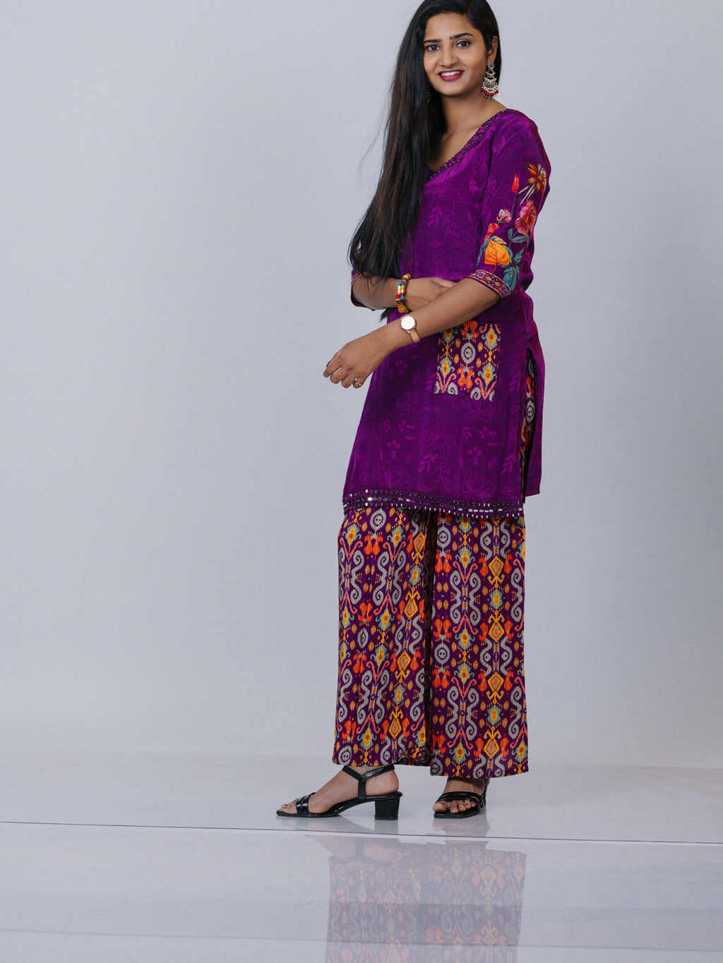 Purple Crepe Silk Co-ord Set