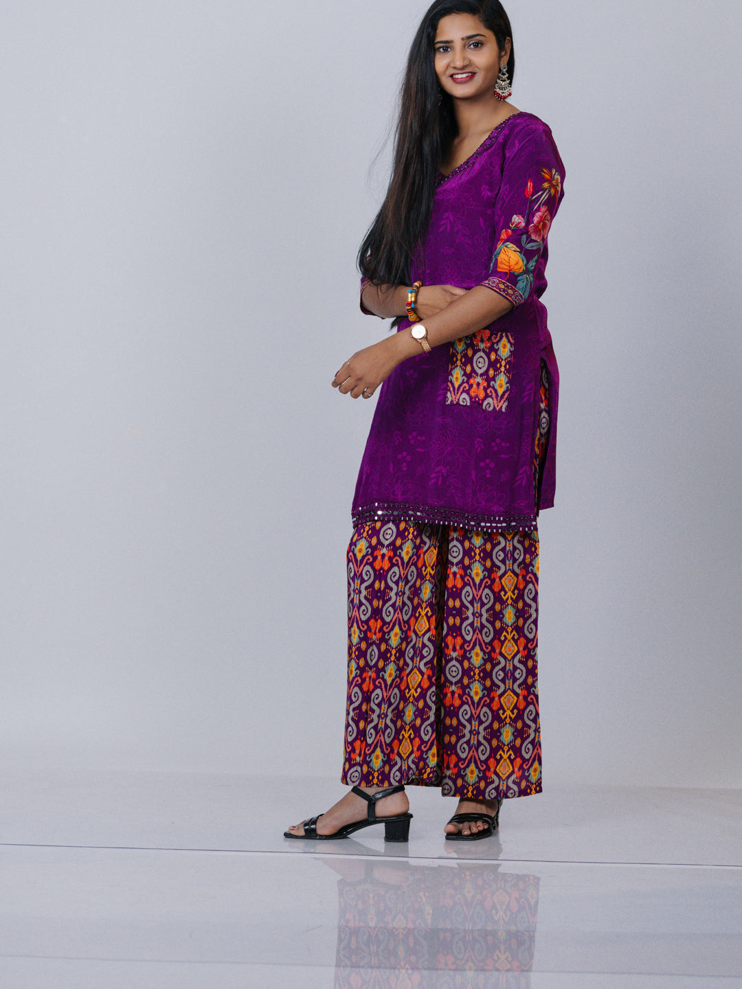 Purple Crepe Silk Co-ord Set