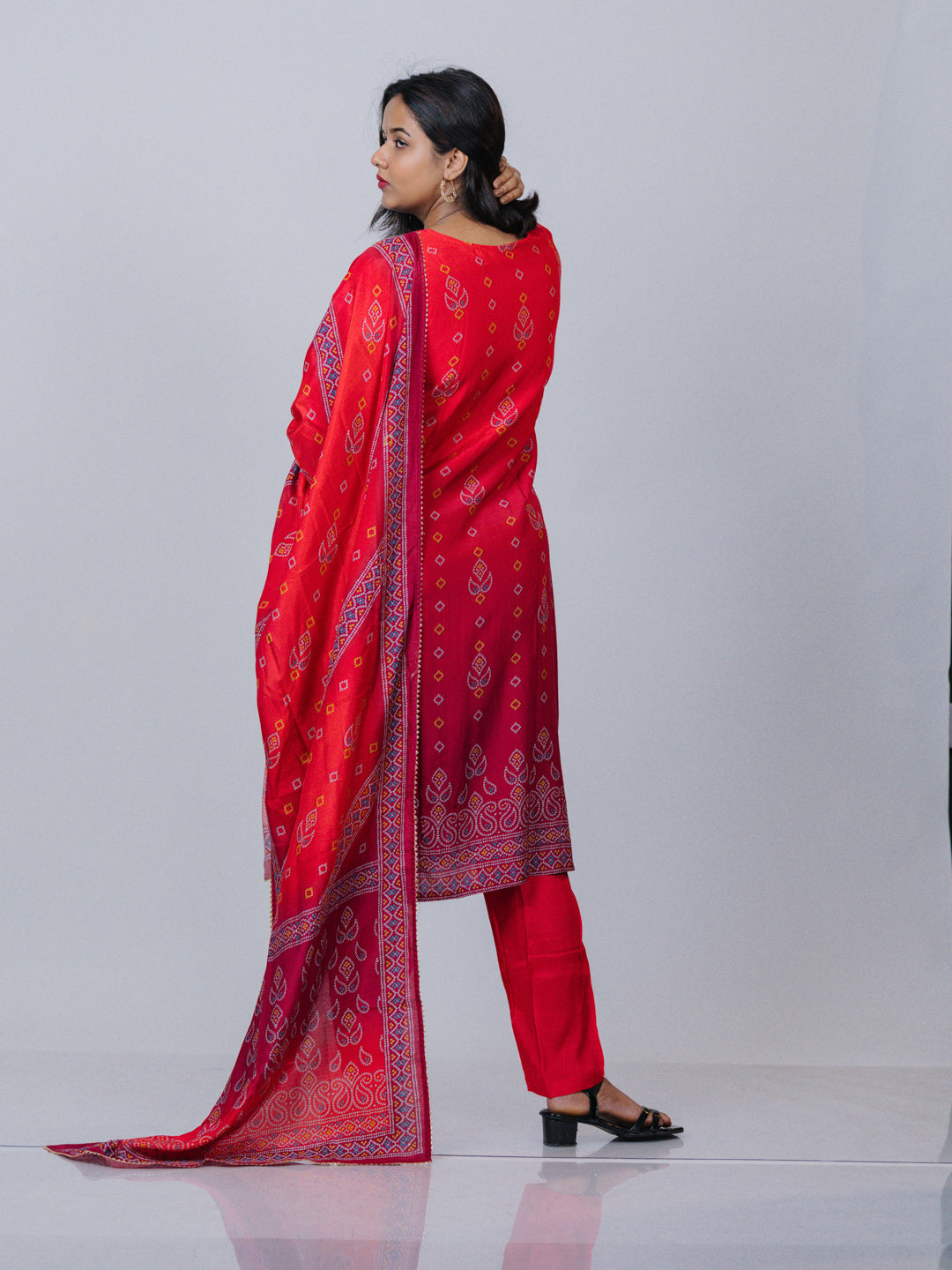 Red Muslin Salwar Suit