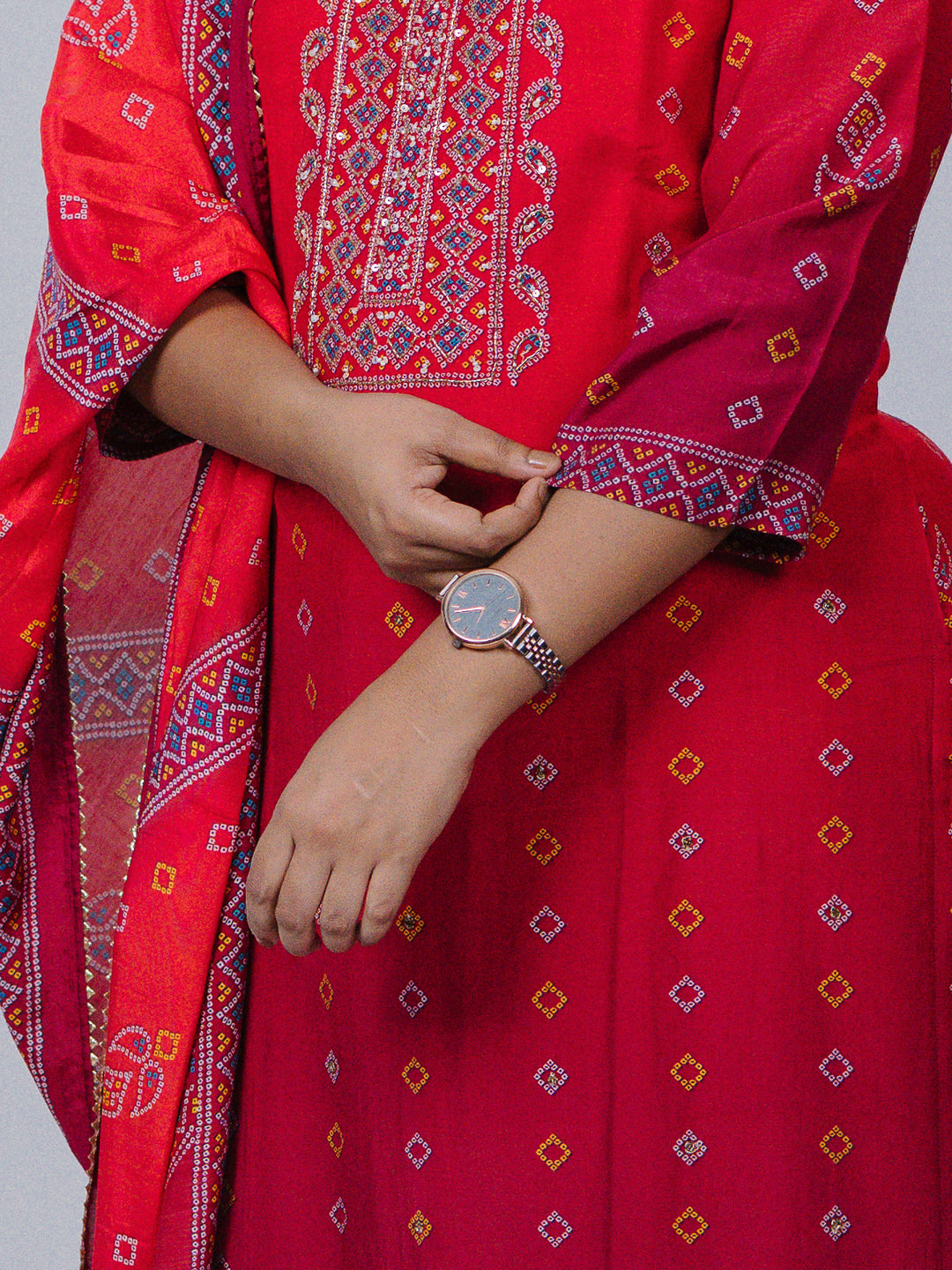 Red Muslin Salwar Suit
